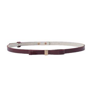 New White House Black Market burgundy Patent Leather skinny bow belt size M $59